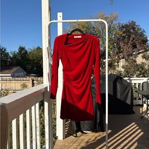 ZARA SUEDE MIDI DRESS RED